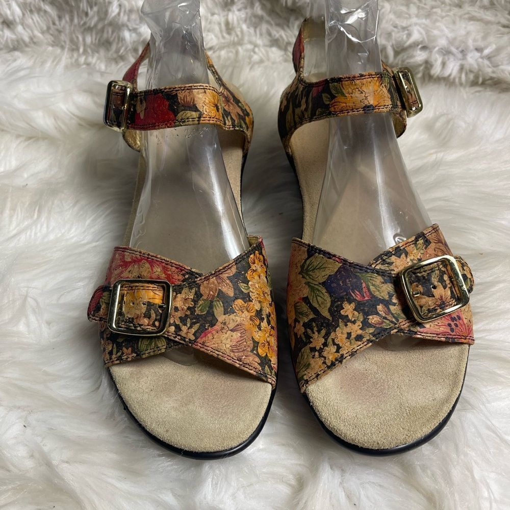 Alegria leather multi color floral print ankle strap sandals  SZ9.5